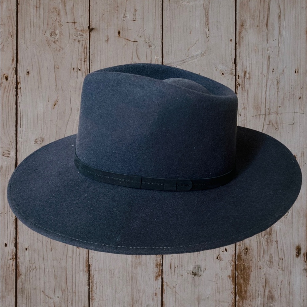 Bigalli Fedora Hat 100% Wool Felt Dark Gray XL